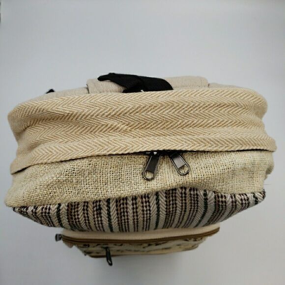Mushroom Laptop Backpack Travel Bag Lightweight Himalayan Hemp Neutral Stripe - Picture 14 of 16